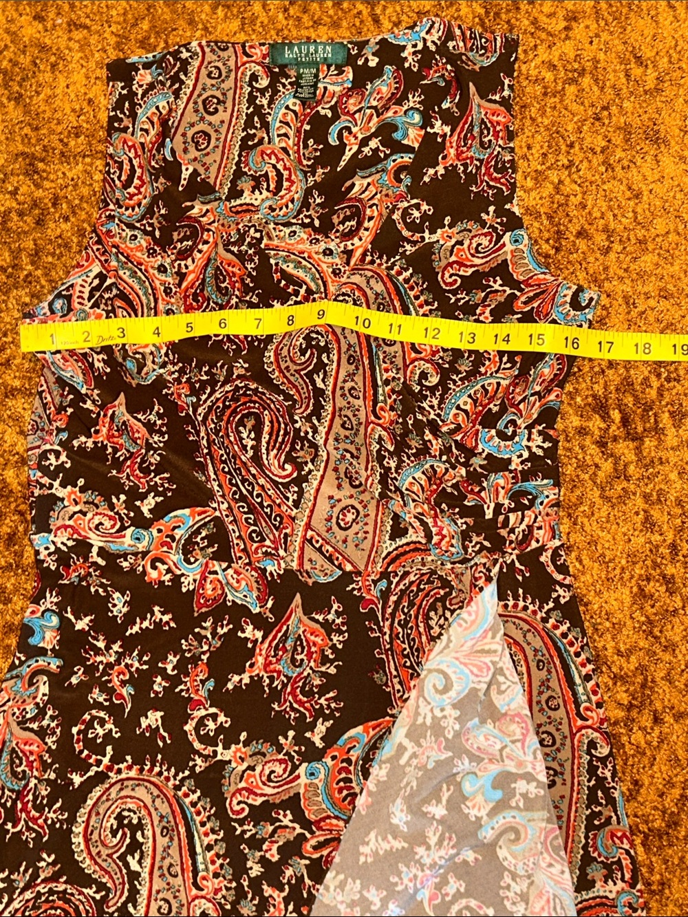 Talbots Brown Paisley Midi Dress with Red and Teal Accents - Picture 3 of 6